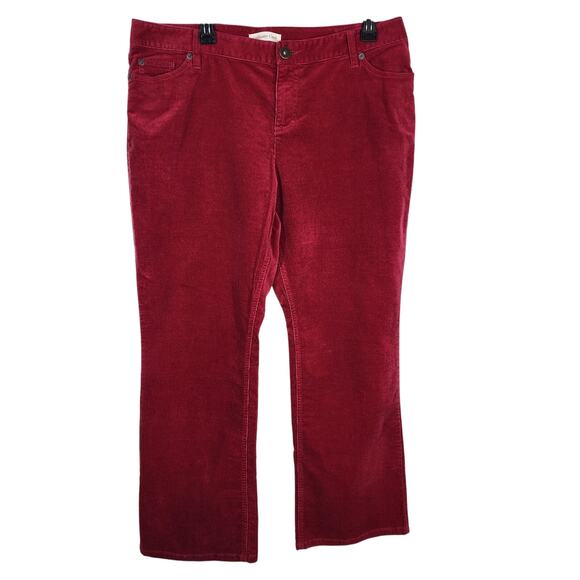 Coldwater Creek Corduroy Jean Boot Cut Women's Size P16 Petite Red Natural NWT - Picture 1 of 10